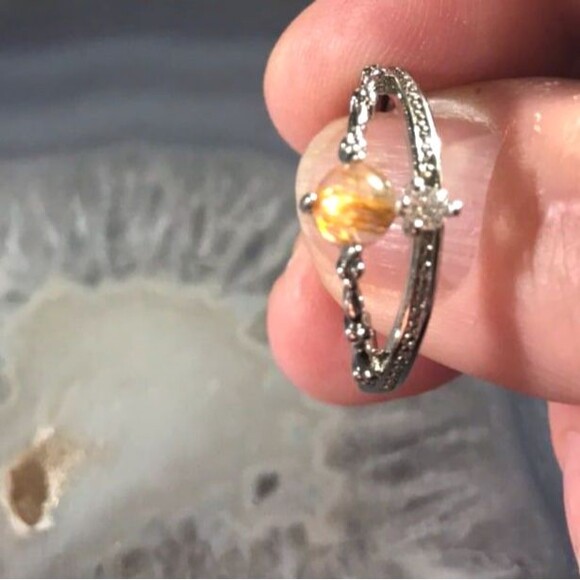 Beautiful Golden Rutile Ring - Adjustable - Picture 1 of 4